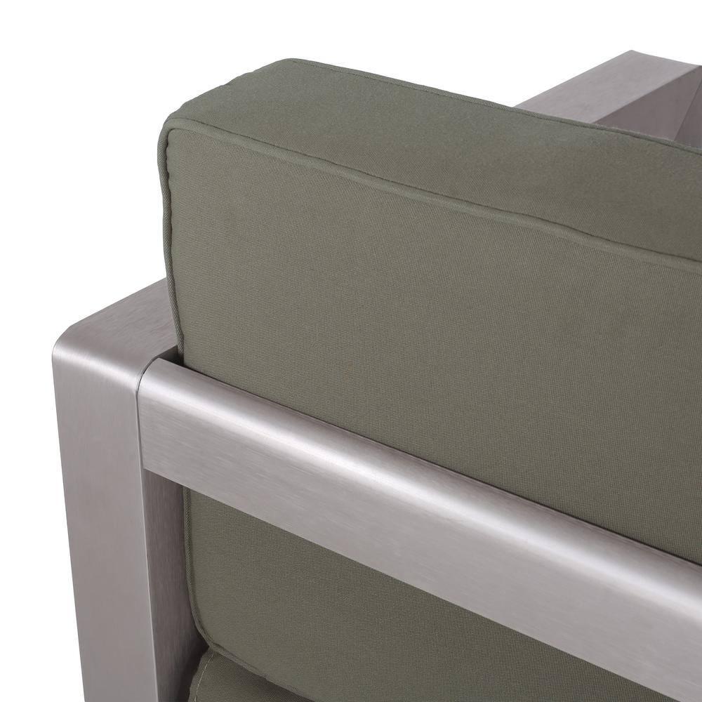 Darius Outdoor Aluminum Club Chairs, Set of 2, Sliver, Gray