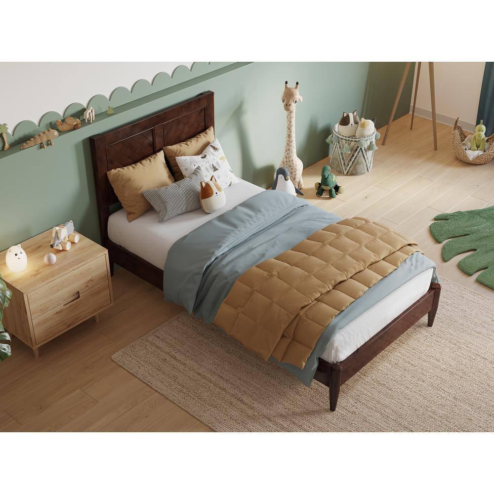 AFI Furnishings Berkshire Twin Solid Wood Low Profile Platform Bed in Walnut