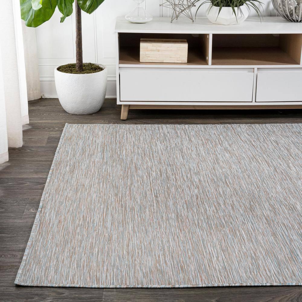 4'x6' Ethan Modern Flatweave Solid  Area Rug, Gray - JONATHAN Y