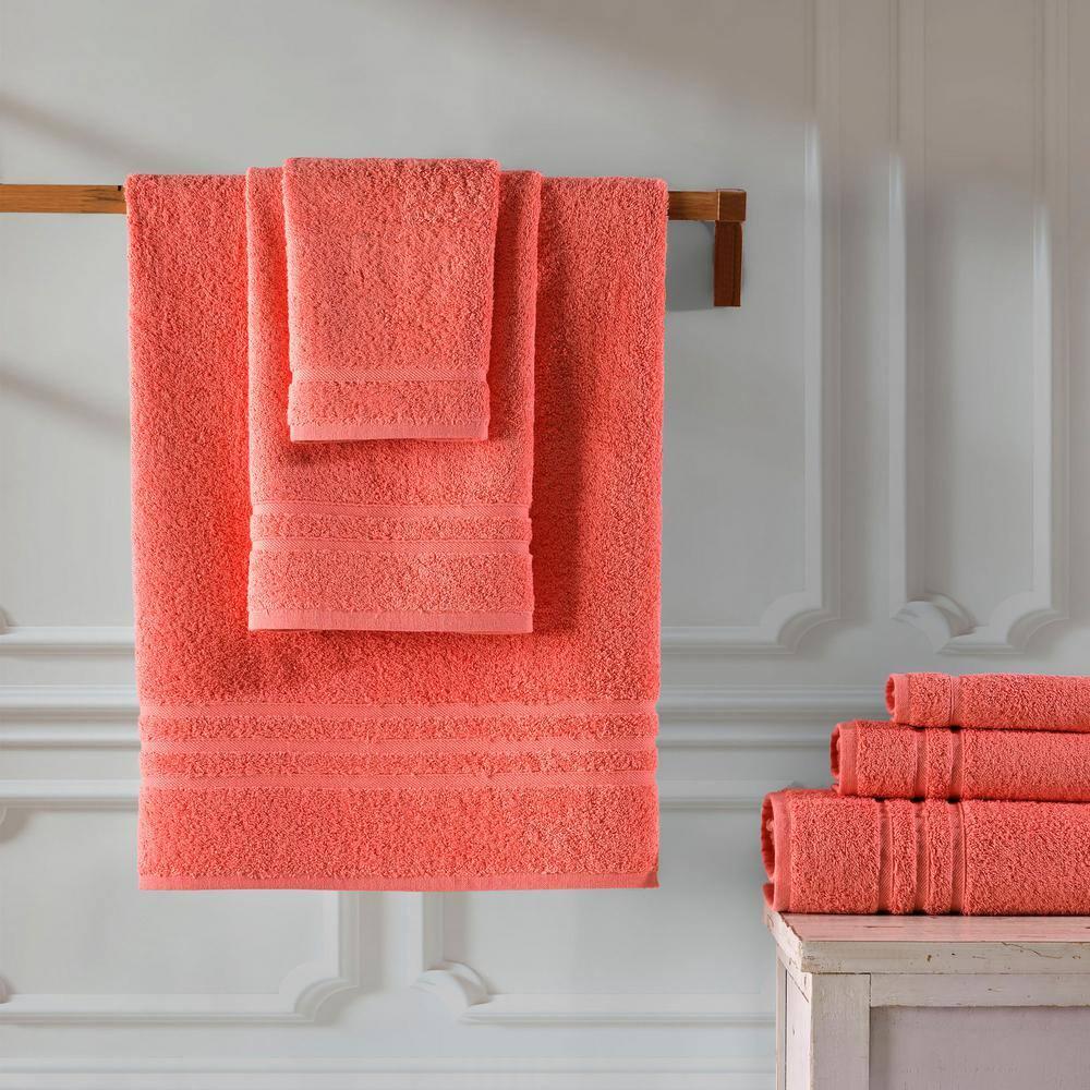 Hawmam Linen Coral 6 Piece Bath Towels Set for Bathroom Original Turkish Cotton Soft, Absorbent 2 Bath Towels, 2 Hand Towels, 2 Washcloths
