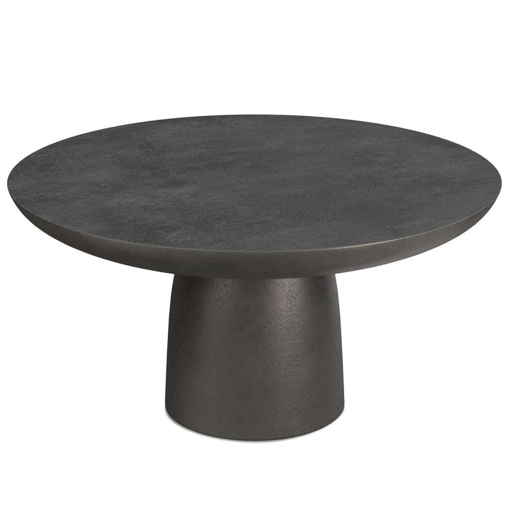 Simpli Home Alexa 30"W Cast Aluminum Mid-Century Modern Round Coffee Table with Pedestal Base, Fully Assembled
