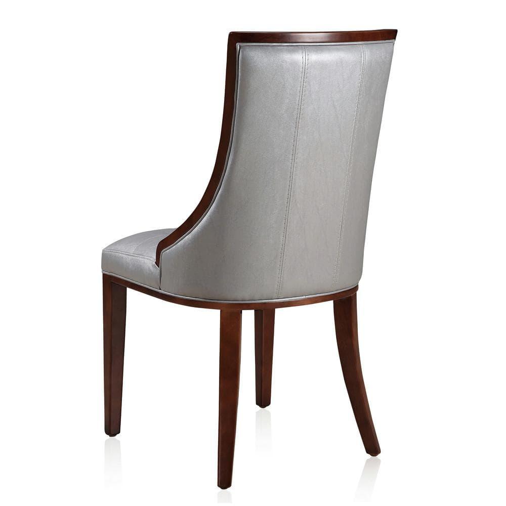 Manhattan Comfort Fifth 18.5" Faux Leather Dining Chair in Silver (Set of 2)
