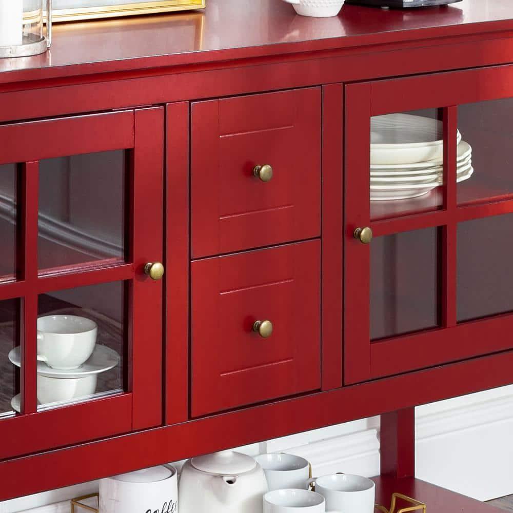 Walker Edison Highboy Transitional Wood TV Stand for TVs up to 55" - Antique Red