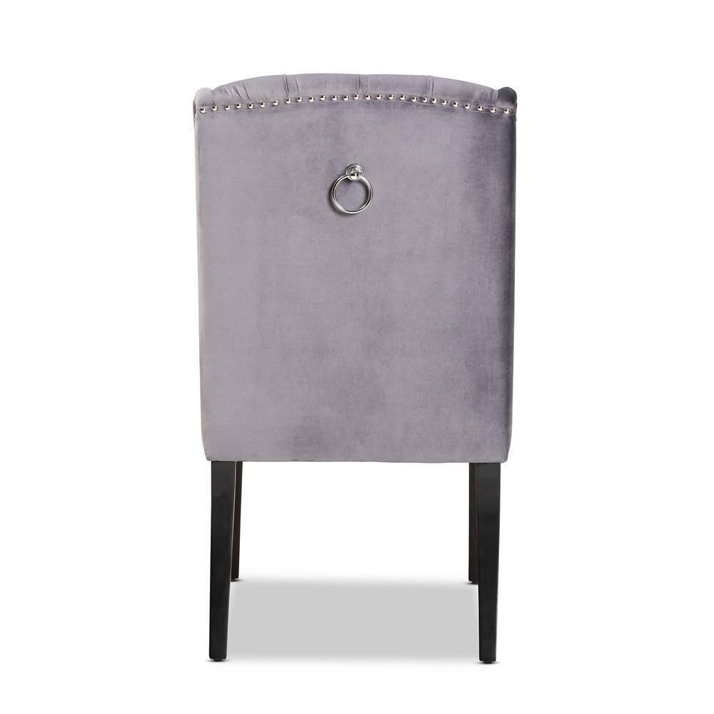 Lamont Modern Contemporary Transitional Grey Velvet Fabric Upholstered & Wood Wingback Dining Chair