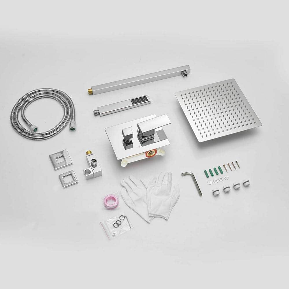 3-Spray Patterns With 2.5 GPM 10 in. Showerhead Wall Mounted Dual Shower Heads With Valve