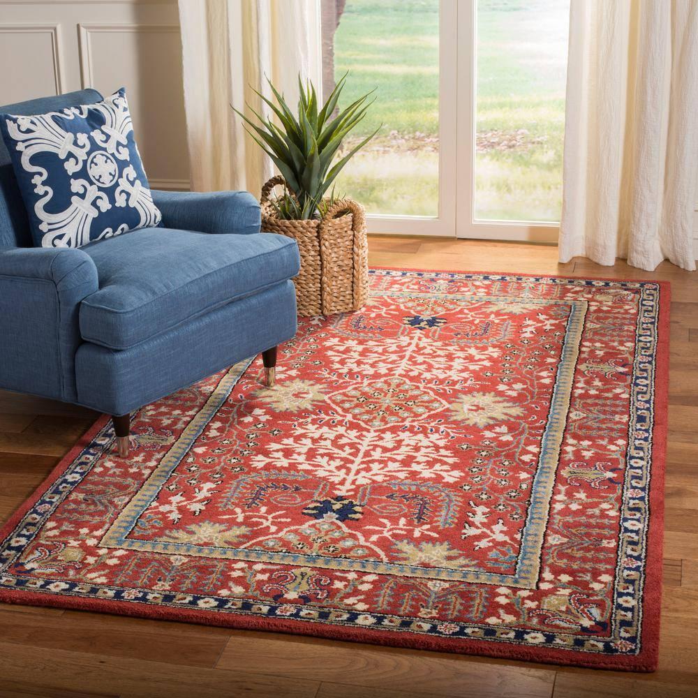 Antiquity AT64 Hand Tufted Area Rug - Red/Multi - 8'x10' - Safavieh.