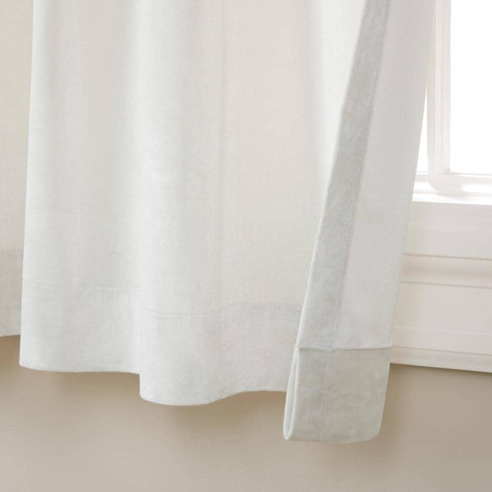 Set of 2 (96"x54") Velvet Back Tab Light Filtering Window Curtain Panels White - Exclusive Home: Polyester, Plain Weave