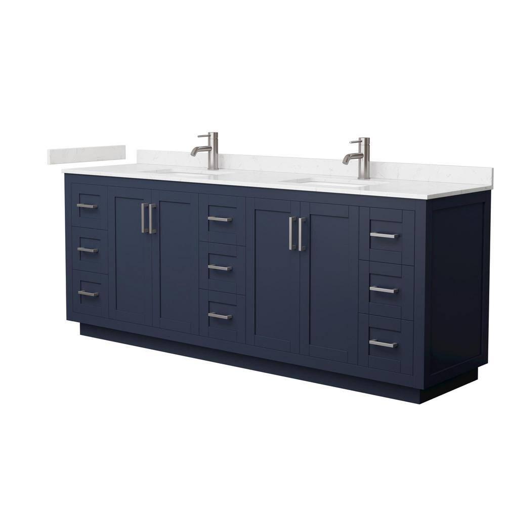 Wyndham Collection Miranda 84" Freestanding Double Bathroom Vanity with Cultured Marble Top