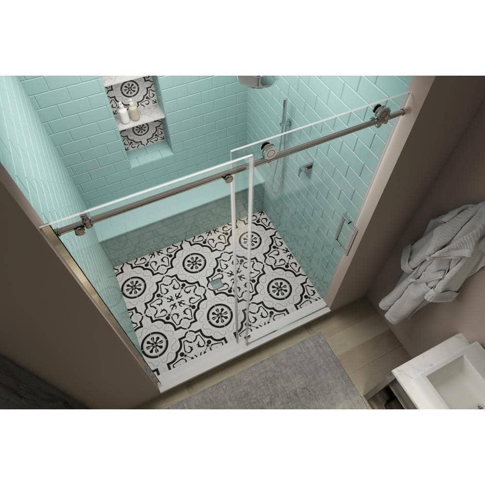 Coraline XL 44 - 48 in. x 80 in. Frameless Sliding Shower Door with StarCast Clear Glass in Polished Chrome Right Hand