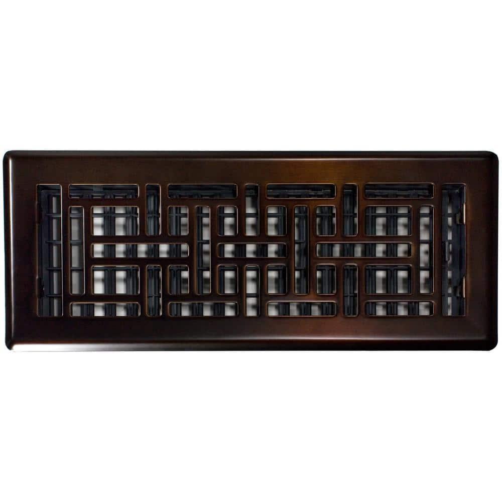 Decor Grates AJH412-RB Oriental Floor Register, 4x12 Inches, Rubbed Bronze Finish