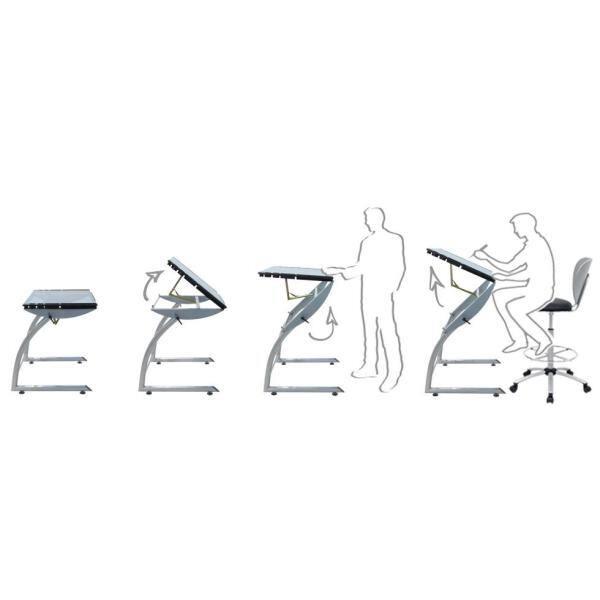 Inbox Zero Cournoyer Glass Top Metal Base Drafting Table