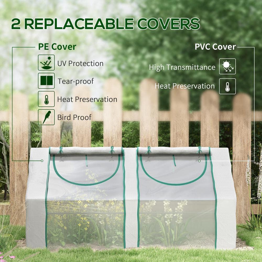 Outsunny 6' x 3' x 3' Portable Greenhouse, Garden Hot House with Two PE/PVC Covers, Steel Frame and 2 Roll Up Windows, Clear