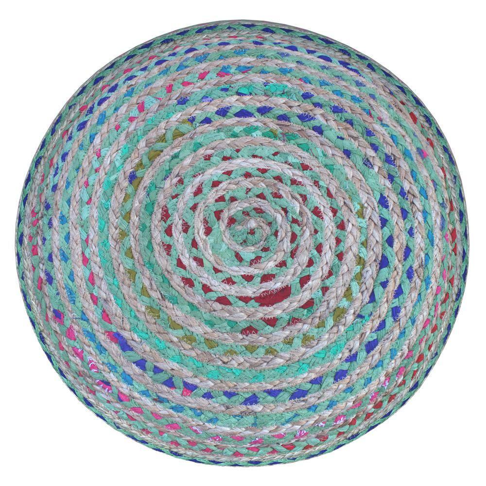 Simpli Home Margo 20"W Cotton and Jute Boho-style Pouf