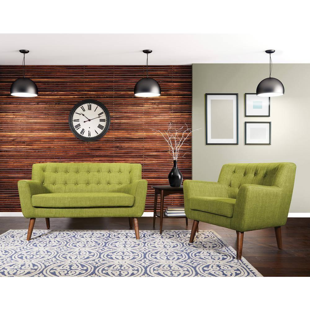 Mill Lane Chair with Coffee Legs Green - OSP Home Furnishings: Upholstered Polyester, Mid-Century Modern