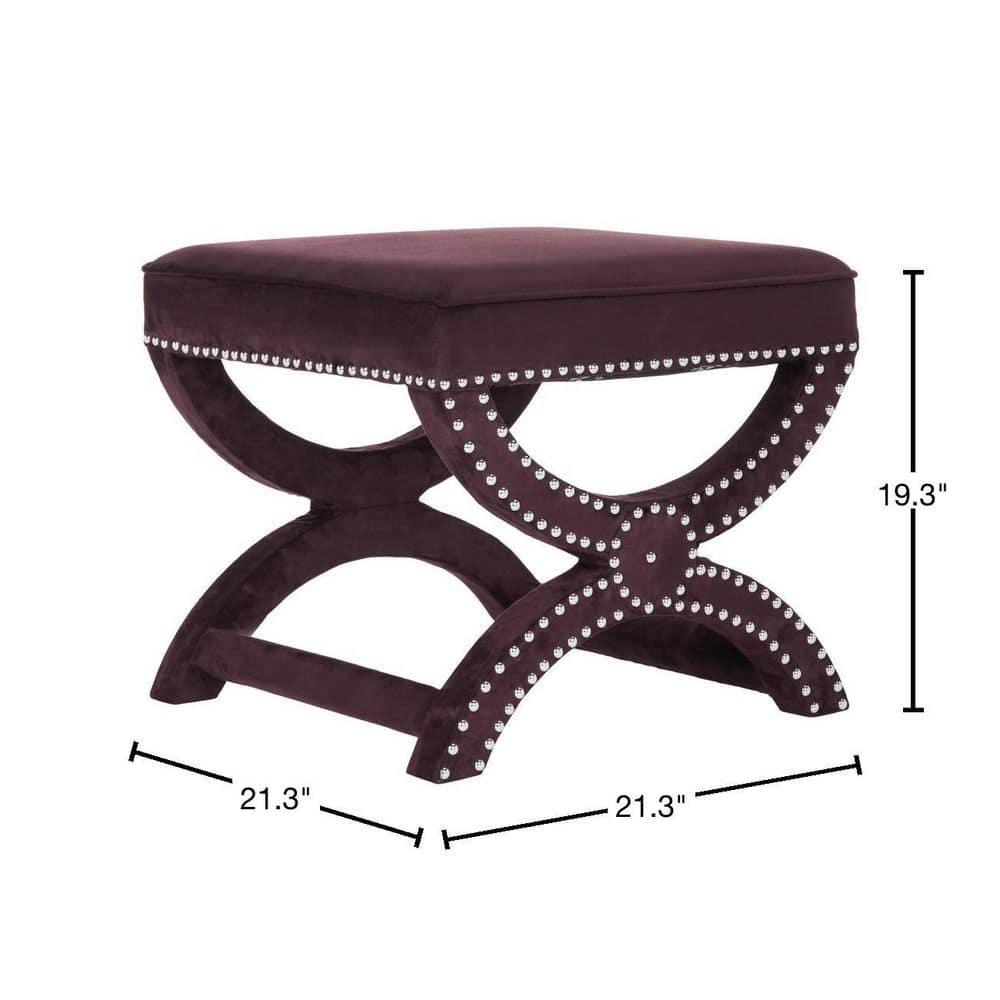 Mystic Ottoman with Silver Nail Heads - Plum - Safavieh