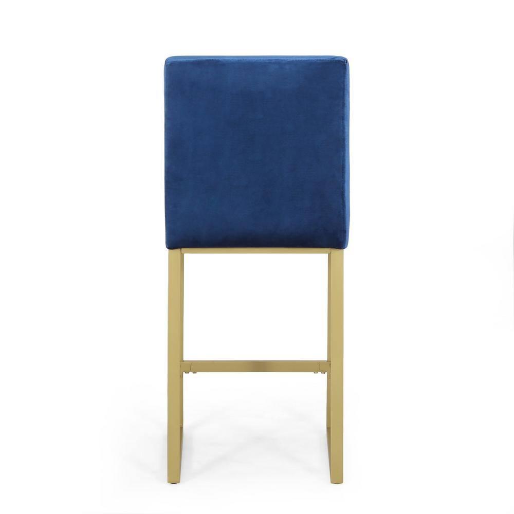 Noble House Korey Indoor Modern Velvet Barstools, Set of 2, Navy Blue