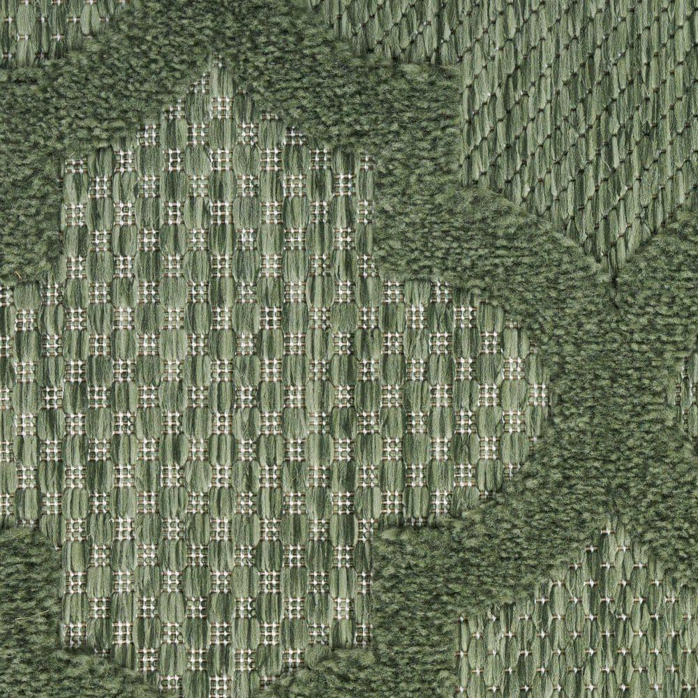 Green Trellis 6' x 9' Synthetic Flat Woven Area Rug