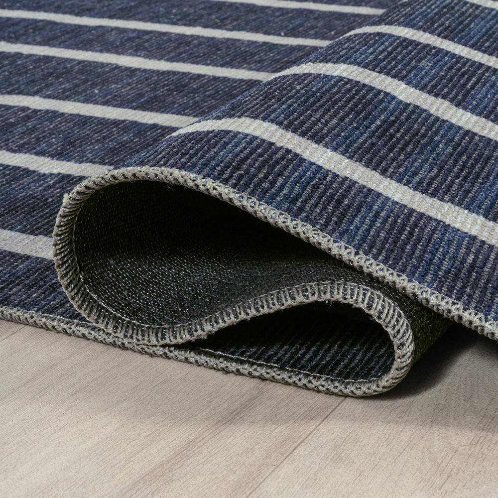 2' x 8' Rand Distressed Ticking Stripe Machine-Washable Runner Rug, Navy/Ivory - JONATHAN Y