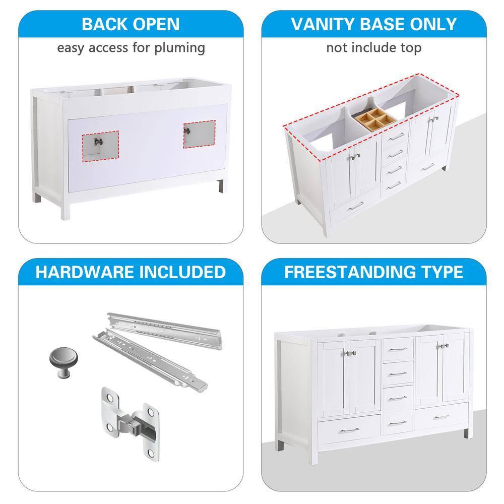 DSUNNER 60 in Bathroom Vanity without Top and Sink, 60 inch Modern Freestanding Bathroom Storage Only