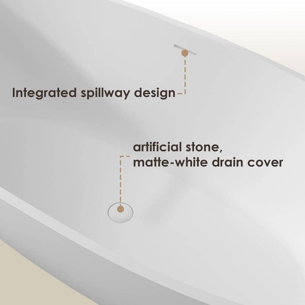 Altair Euston 65'' x 29.9'' Freestanding Soaking Stone Rein Bathtub 53165-BAT-MW