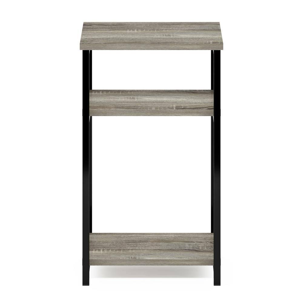 Furinno Just 3-Tier Industrial Metal Frame End Table with Storage Shelves, 1-Pack, French Oak