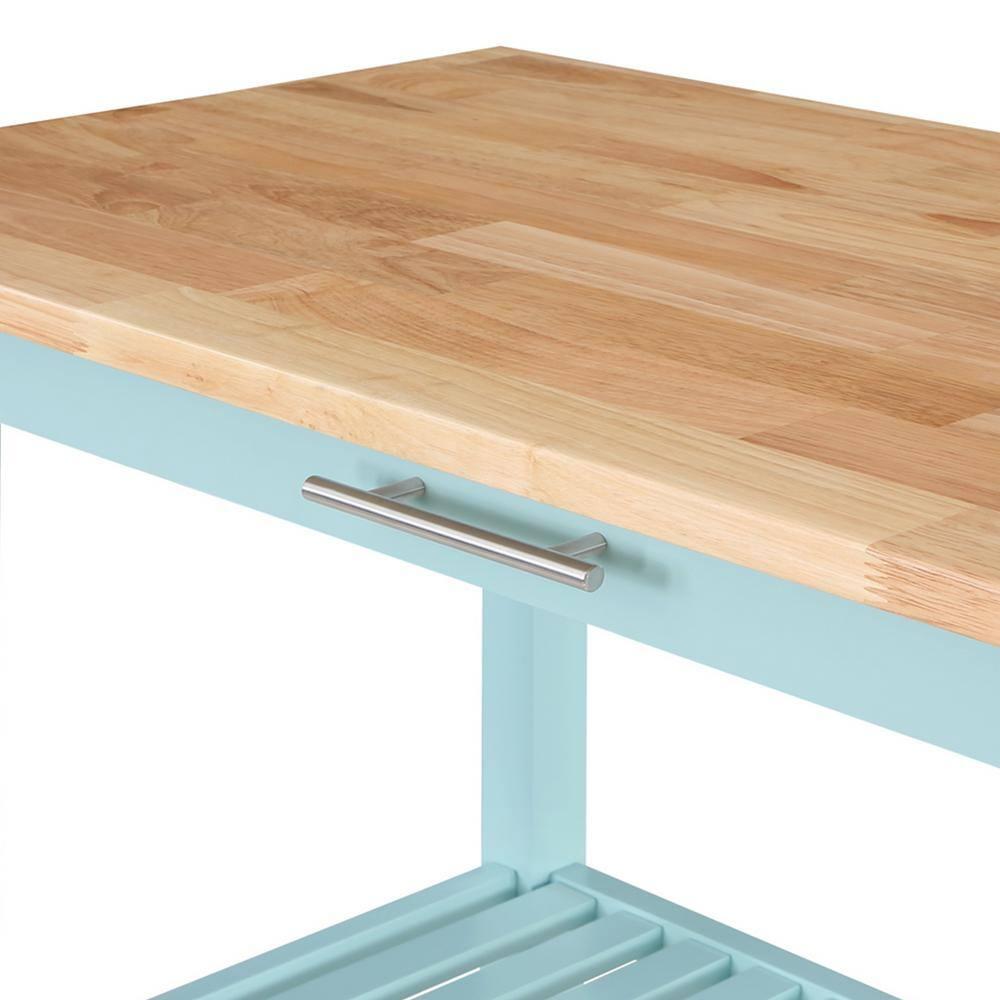 Convenience Concepts Kitchen Islands with Drawers, Rubberwood LVL Blue, 40 in