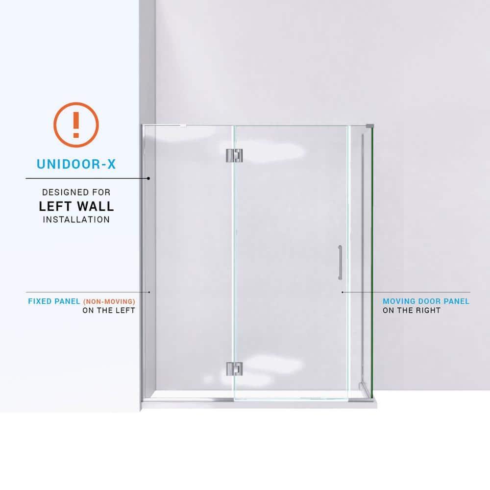 Unidoor-X 58.5" W x 34.38" D x 72" H Frameless Rectangle Shower Enclosure