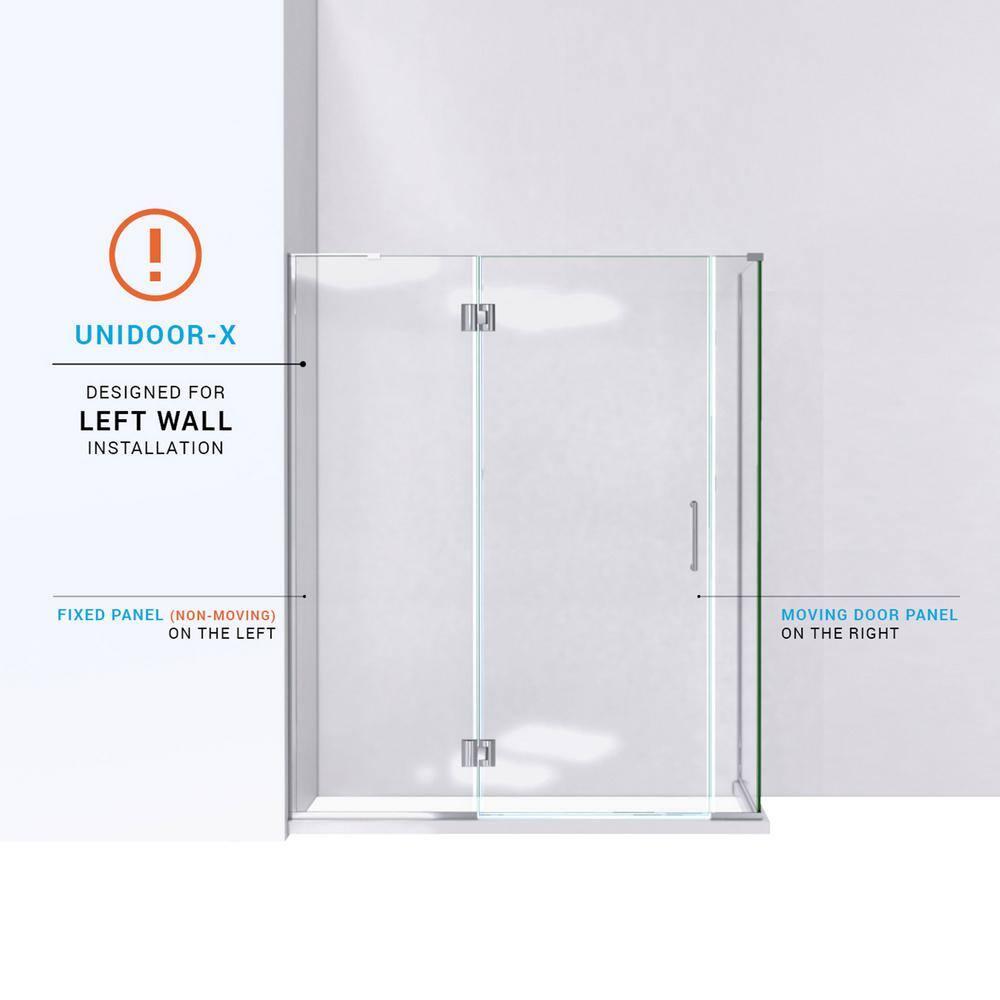 Unidoor-X 59.5" x 72" Frameless Rectangle Hinged Shower Enclosure