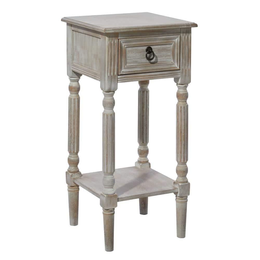 Rustic Country Wood Accent Table - Olivia & May: French Style, Tall End Table for Living Room with Drawer