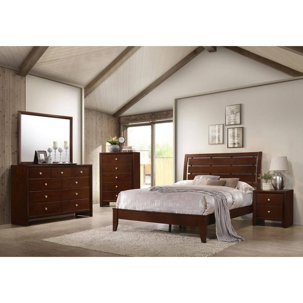 Coaster Serenity Slatted Headboard Wood Eastern King Panel Bed in Brown