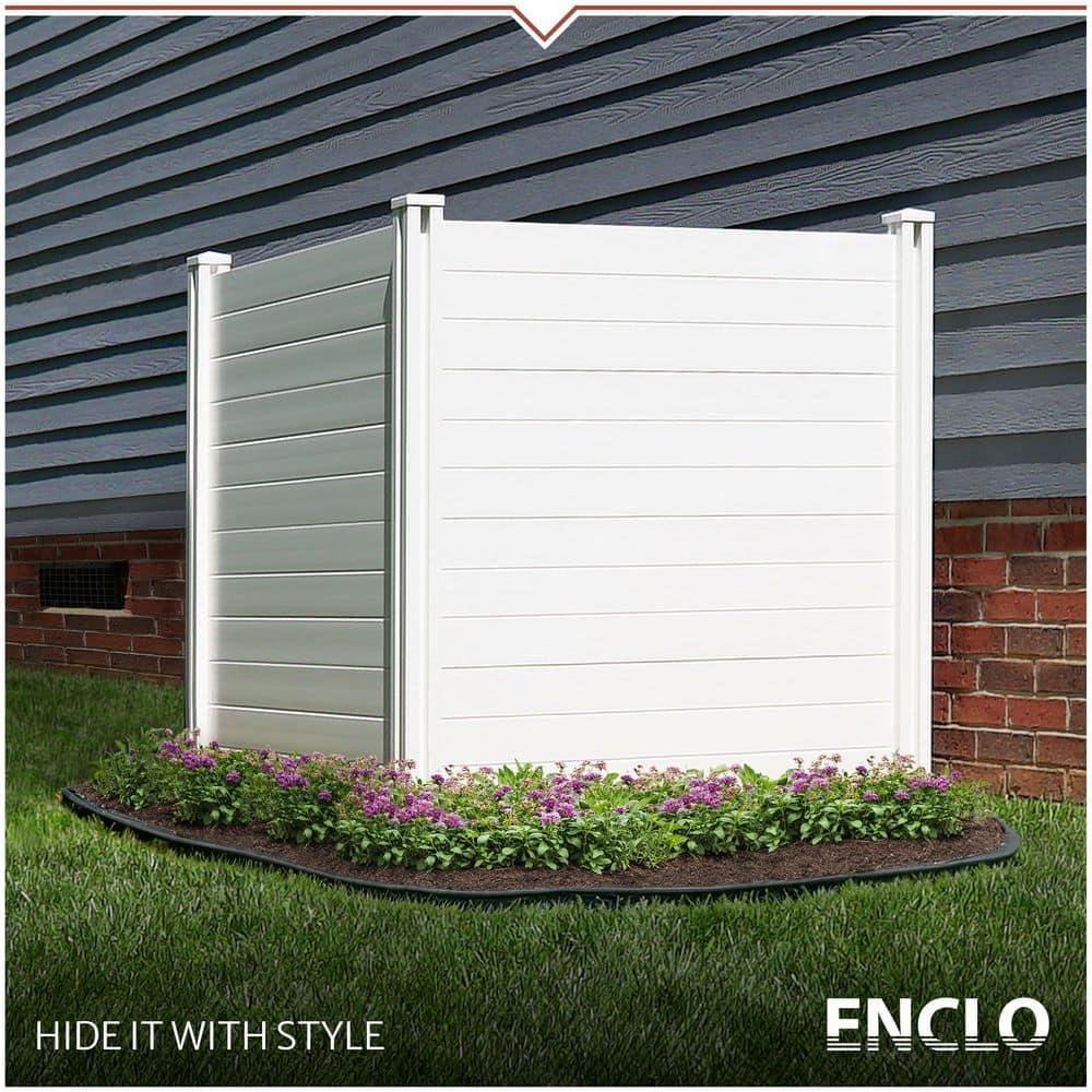 4ft H x 4ft W (2 Panels) No Dig Enclo Premium White Vinyl Privacy Screen, Outdoor Privacy Panels, Use As Air Conditioner Fence, Trash Can Enclosure, Pool Equipment Enclosure, ZP19014