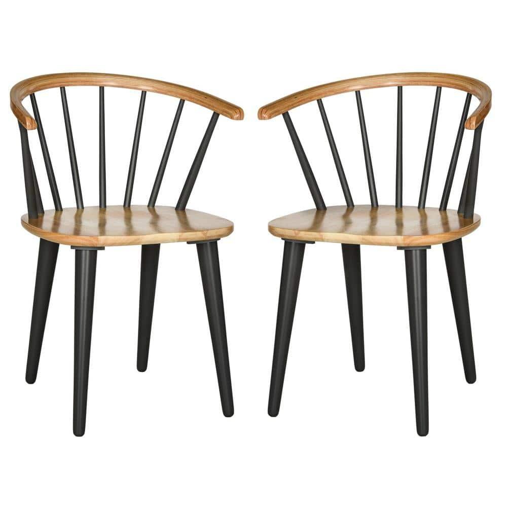 SAFAVIEH Blanchard Mid-Century Curved Spindle Side Chair, Natural/Grey