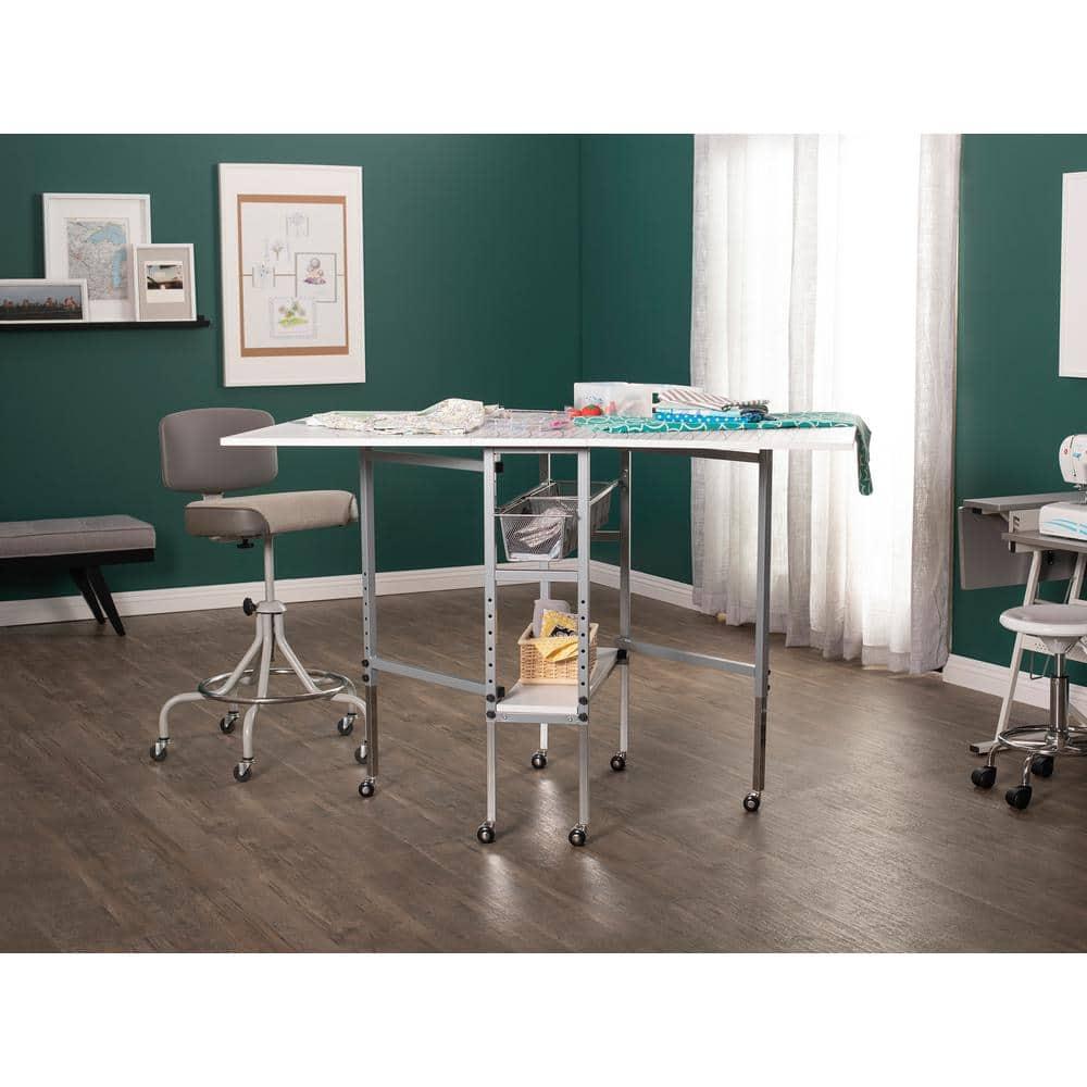 58.5'' x 36.75'' Foldable Sewing Table with Wheels