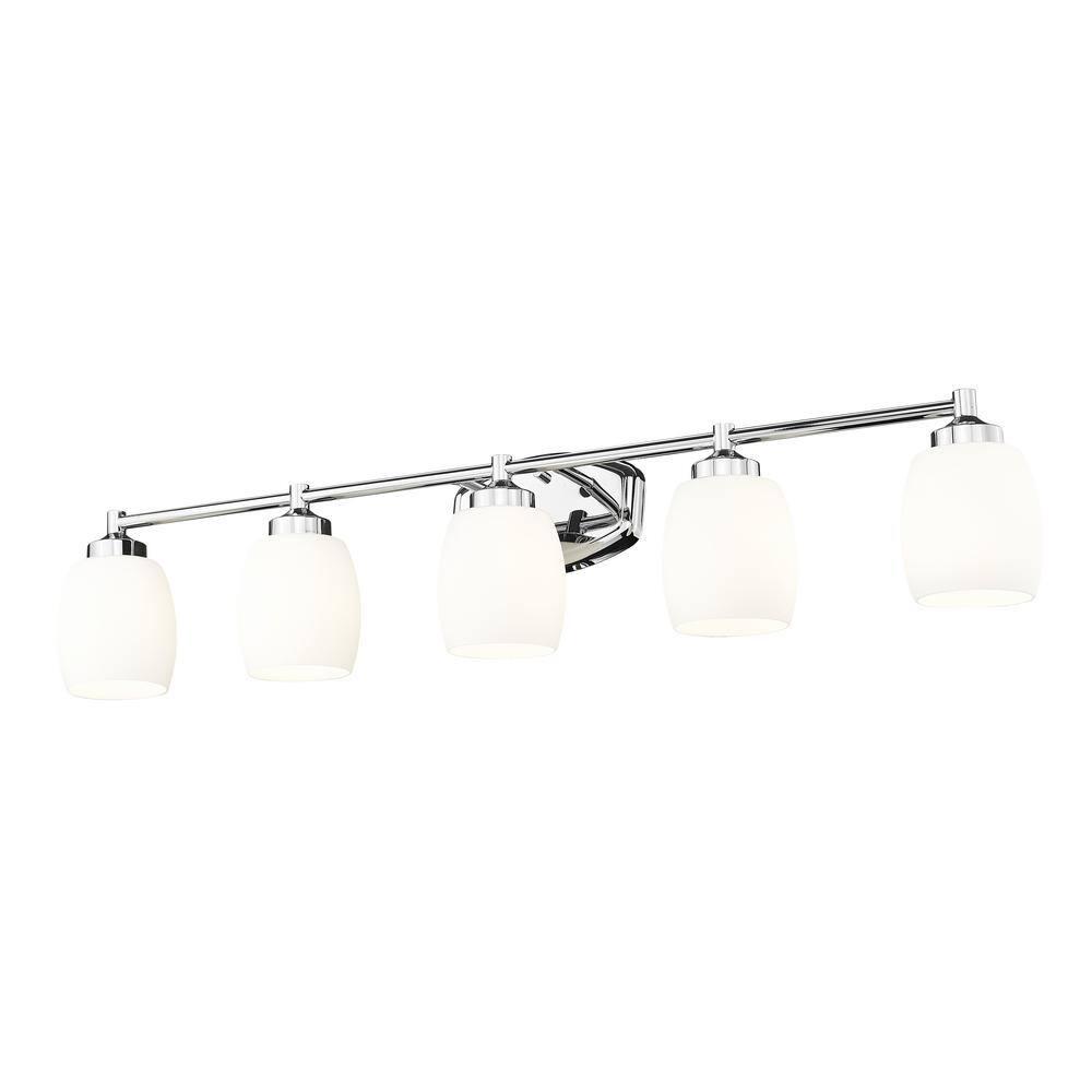 Kendrick 39.25" Chrome Vanity Light with Matte Opal Glass Shades