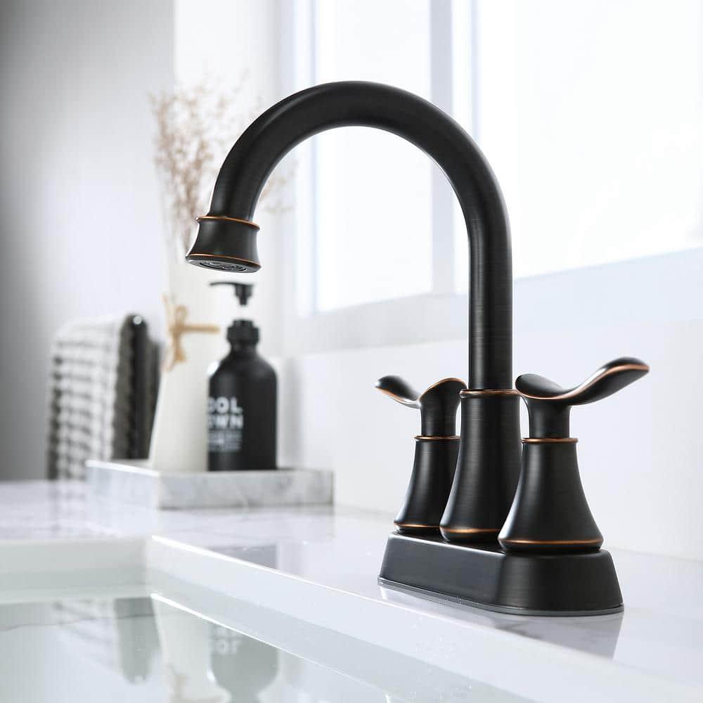 Centerset 2-handle Bathroom Faucet with Drain Assembly