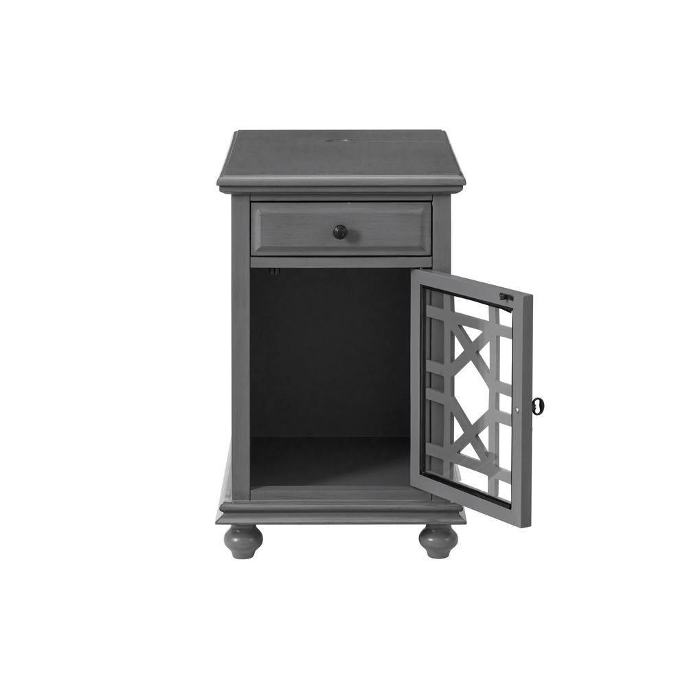 Martin Svensson Home Gray Elegant Chairside Table with Power