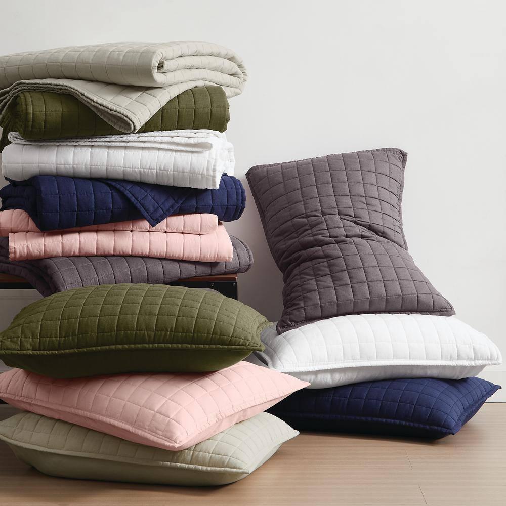 Brooklyn Loom 3pc Full/Queen Flax Linen Quilt Set Navy Blue