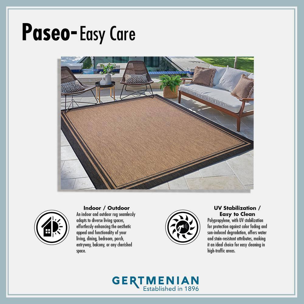 Gertmenian Paseo Soroa Chestnut Brown/Black Classic Border Indoor/Outdoor Flatweave Area Rug