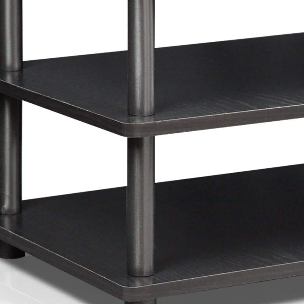 Furinno Easy Assembly 3-Tier Corner TV Stand for TVs up to 25" Storage Shleves CorLiving Blackwood