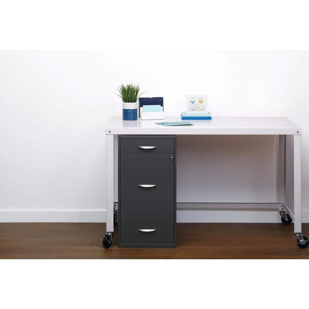 Space Solutions 18" Deep 3 Drawer Metal Organizer File Cabinet with Pencil Drawer Charcoal: Steel Vertical Storage