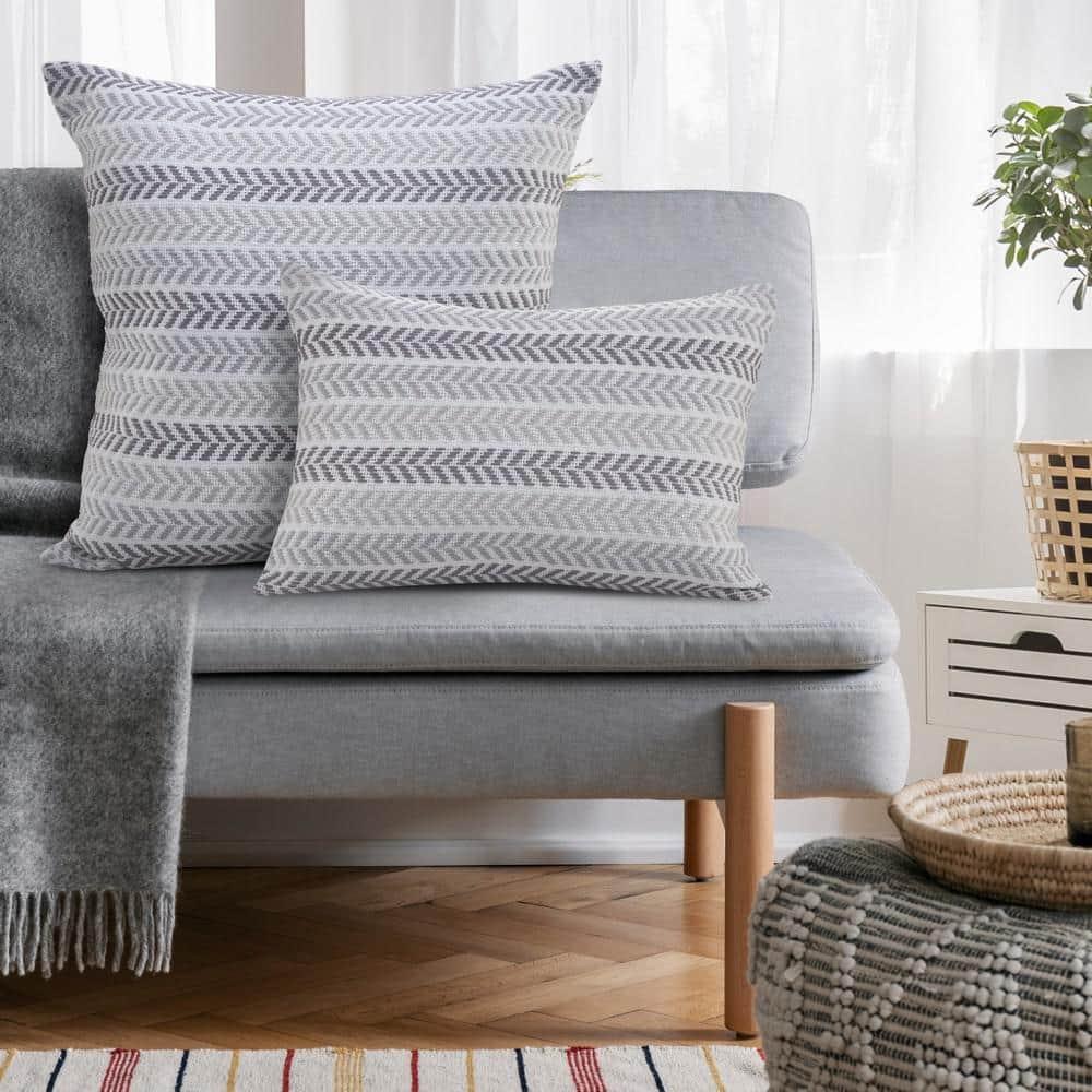HomeRoots 18" Gray and White Throw Pillow