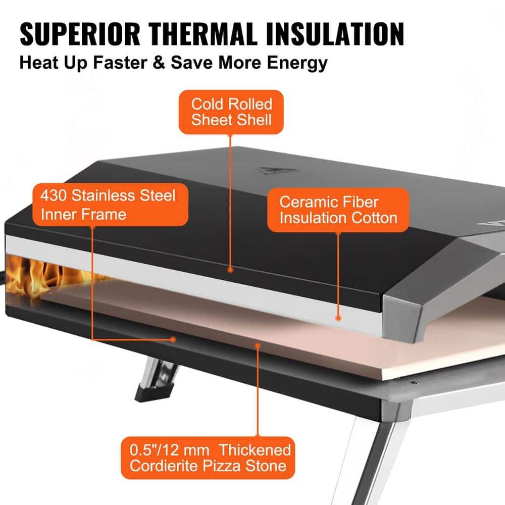Choco Moon 13" Portable Gas Pizza Oven, Outdoor Propane Pizza Maker with Stainless Steel Construction & Pizza Stone, Perfect for BBQ Camping & Picnics, CSA Certified, Black