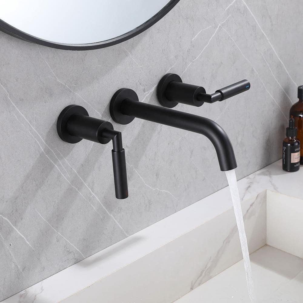 10.08" Widespread Bathroom Faucet 3 Hole, 2-handle Bathroom Sink Faucet with Drain Assembly