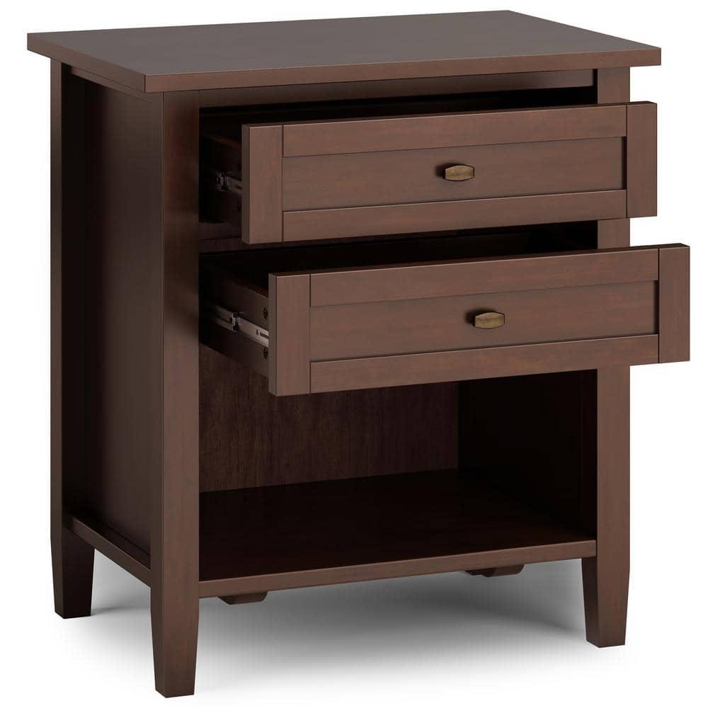 Simpli Home Warm Shaker 24"W Solid Wood Bedside Table with Two Drawers