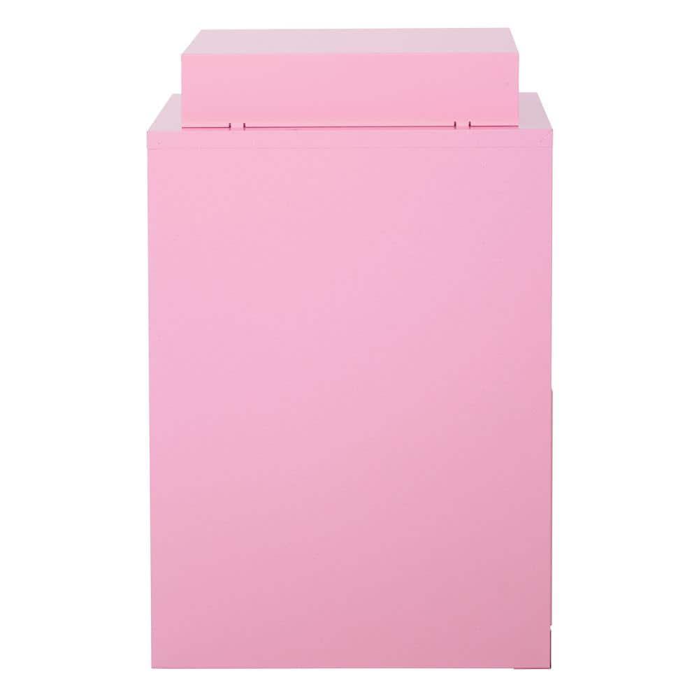 OSP Home Furnishings 3-Drawer Lockable Metal File Cabinet, Pink