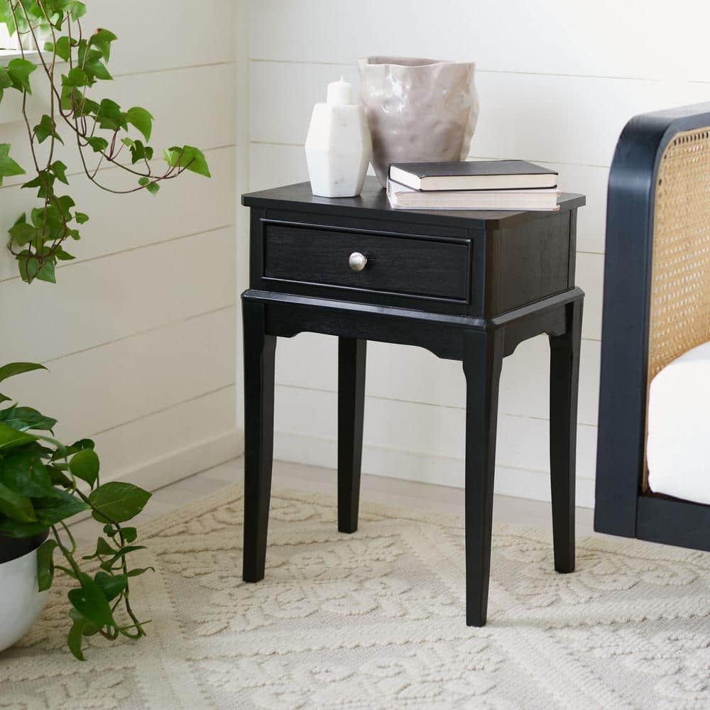 SAFAVIEH Opal French Black Rectangle Wood Storage End Table (17 in. W x 13 in. D x 23.5 in. H)