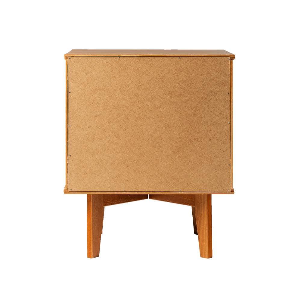 Mags Solid Wood Groove 2-Drawer Nightstand