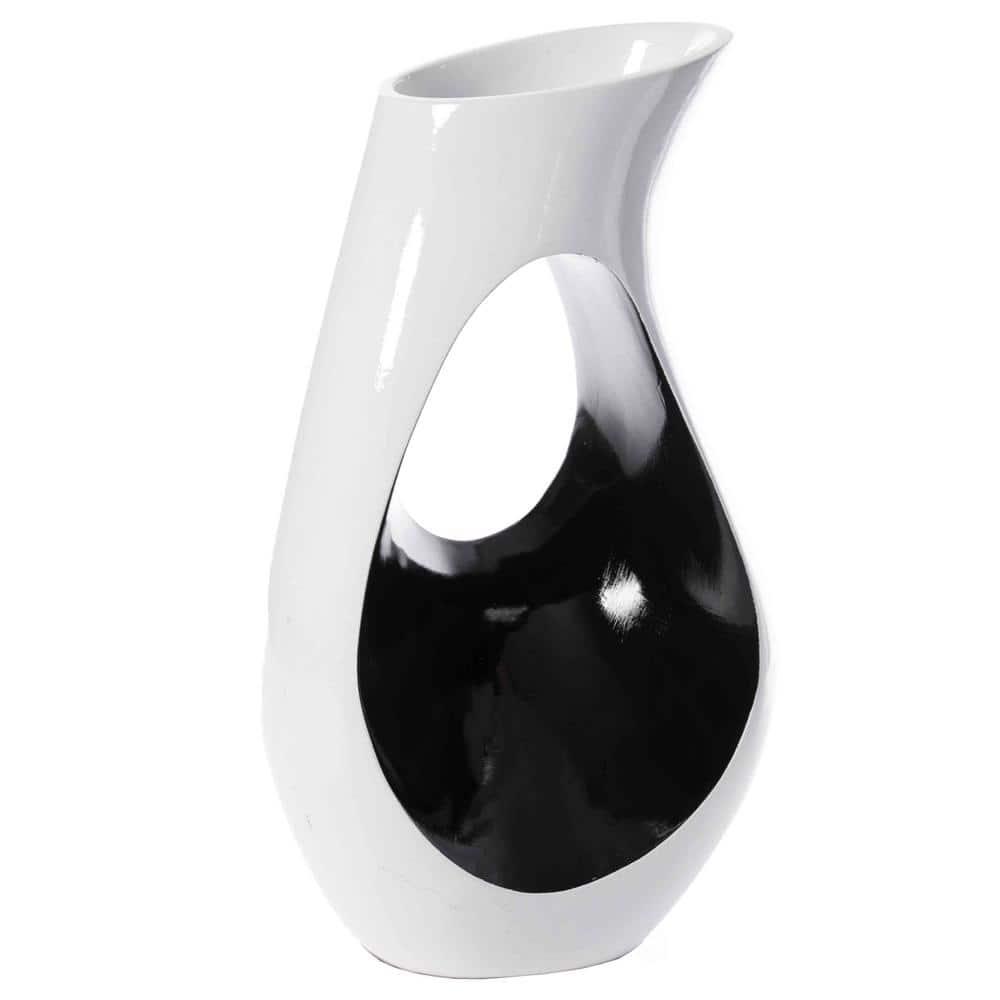 Uniquewise Tall Modern floor vase, White Unique Trumpet Floor Vase, Interior Decoration 24" Tall
