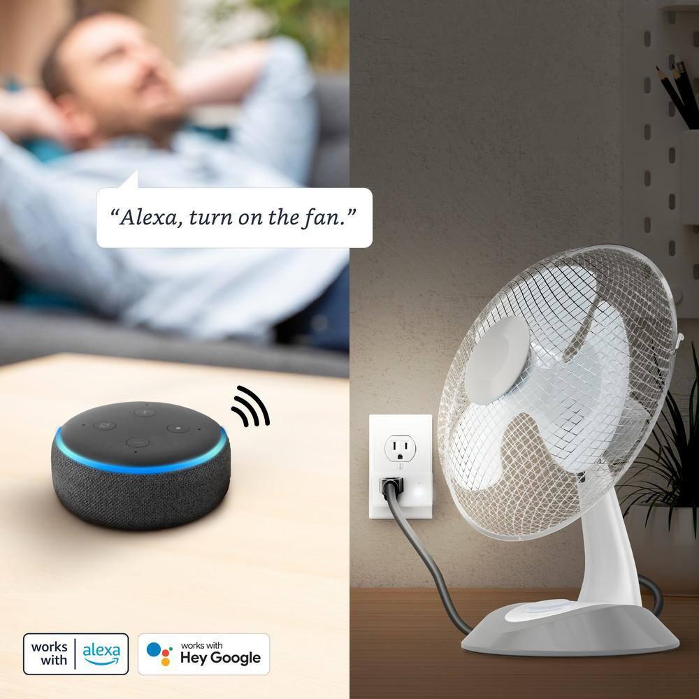 15-Amp Indoor Alexa / Google Assistant Compatible Wi-Fi Smart Home Plug with Night Light, No Hub Required (3-Pack)