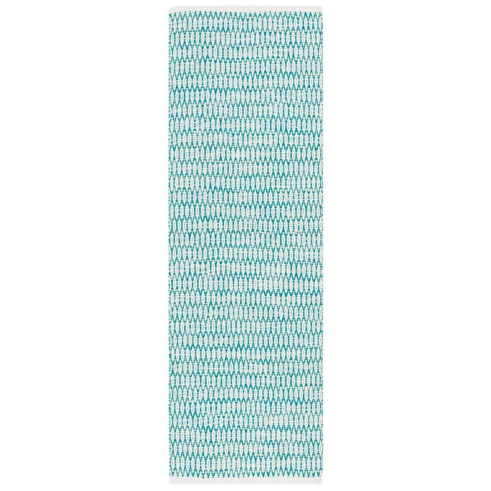 Montauk MTK608 Hand Woven Indoor Runner Rug - Aqua/Ivory - 2'3"x7' - Safavieh